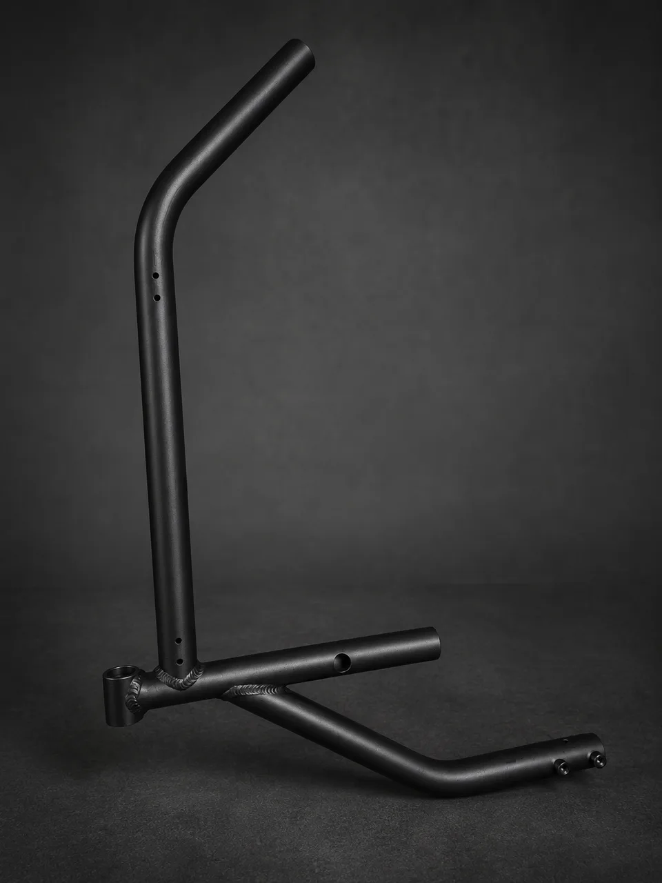 Welded tube frame assembly with a black powder-coat finish